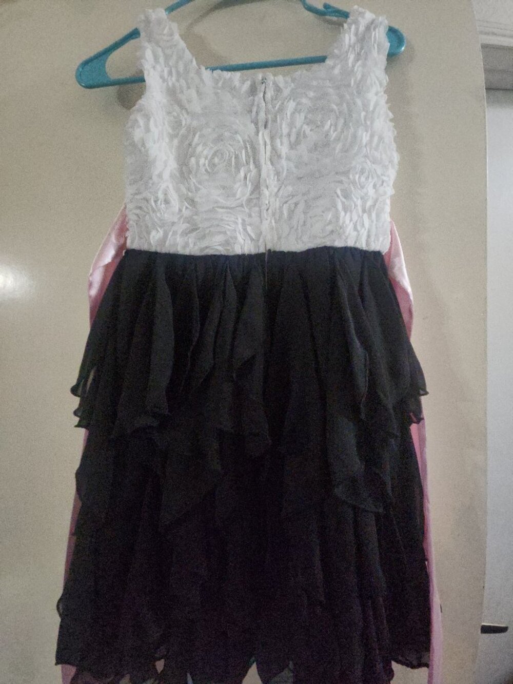 Rare Editions Black and White Dress with Pink Bow